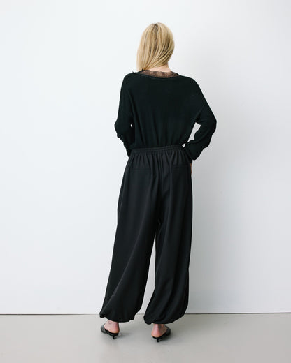 Pantalon ballon taille haute ajustable noir Aniel
