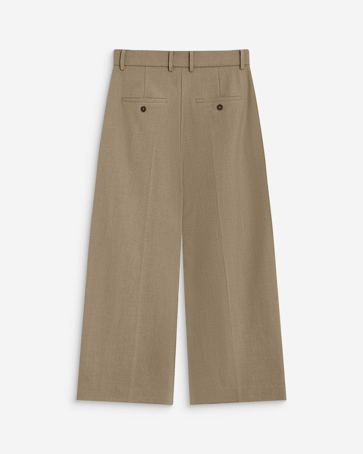 Pantalon tailleur court large à plis beige Atlantis