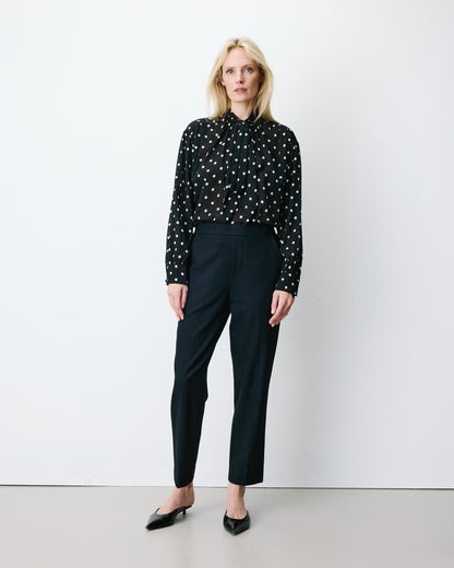 Pantalon cigarette court taille haute marine Armstrong