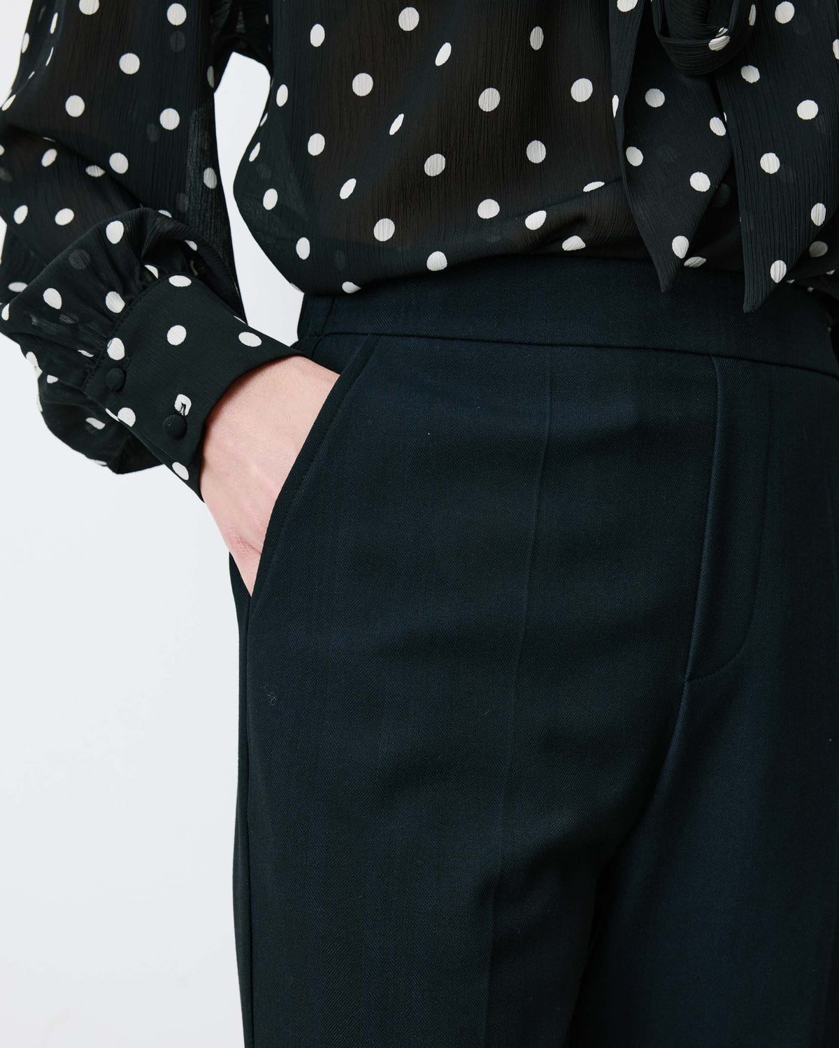 Pantalon cigarette court taille haute marine Armstrong