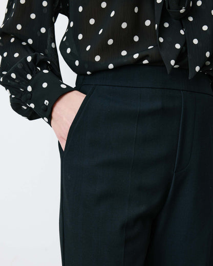 Pantalon cigarette court taille haute marine Armstrong