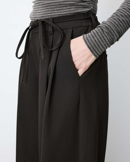 Pantalon tailleur ample ceinture nouable chocolat Ardoise