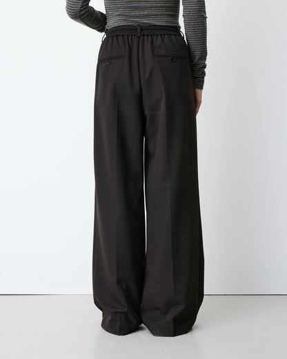 Pantalon tailleur ample ceinture nouable chocolat Ardoise