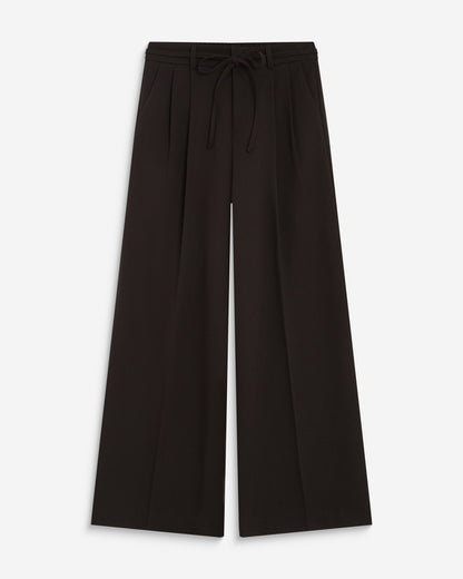 Pantalon tailleur ample ceinture nouable chocolat Ardoise