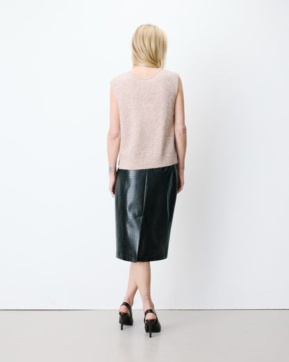 Cardigan sans manches boutonné col V beige Nars
