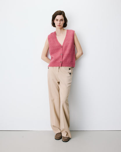Cardigan sans manches boutonné col V blush Nars