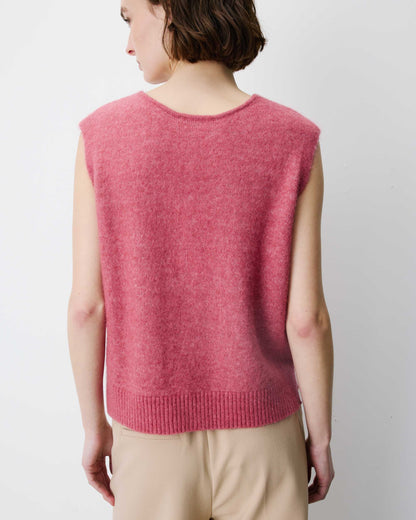Cardigan sans manches boutonné col V blush Nars