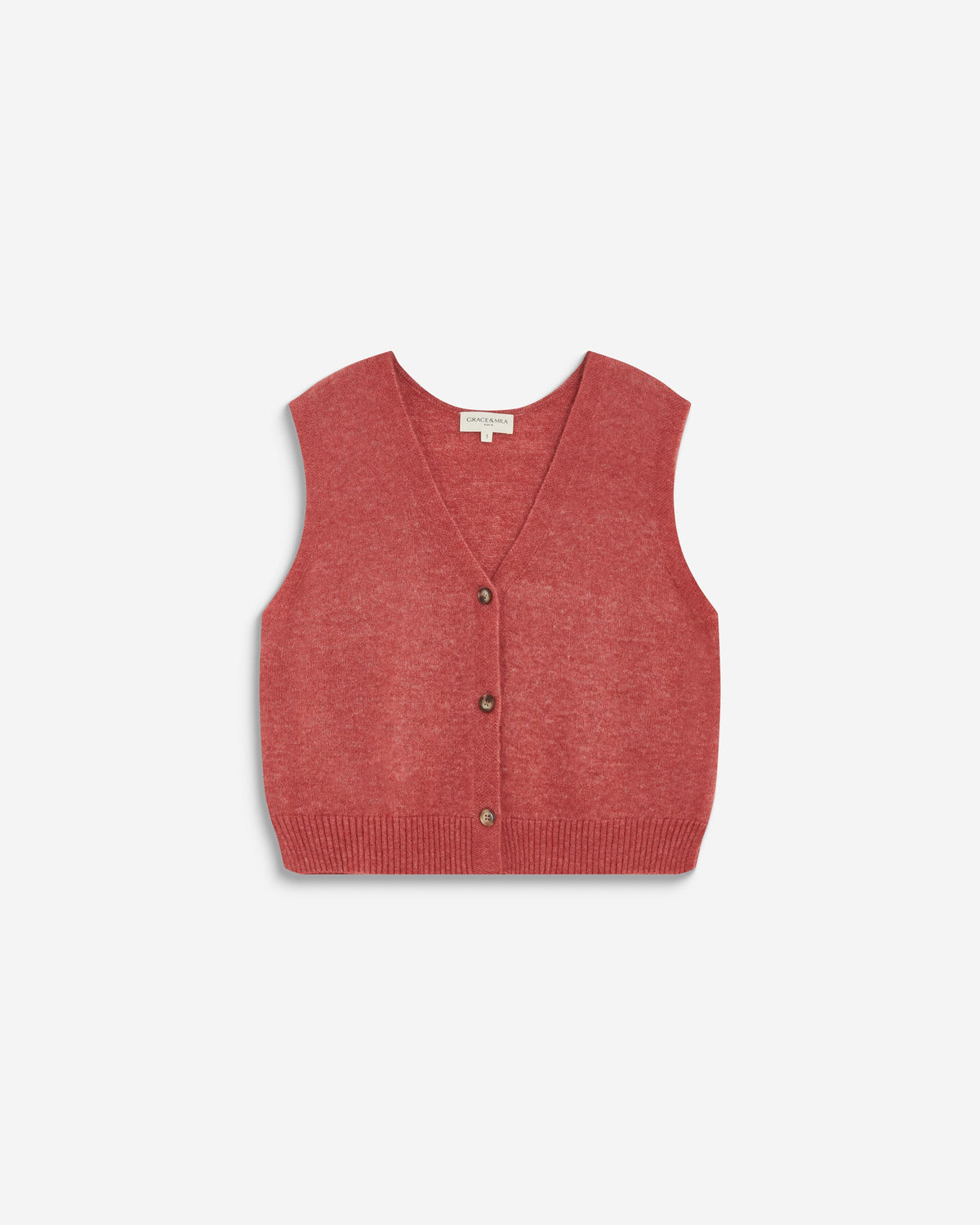 Cardigan sans manches boutonné col V blush Nars