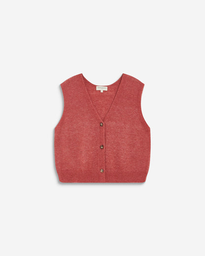 Cardigan sans manches boutonné col V blush Nars
