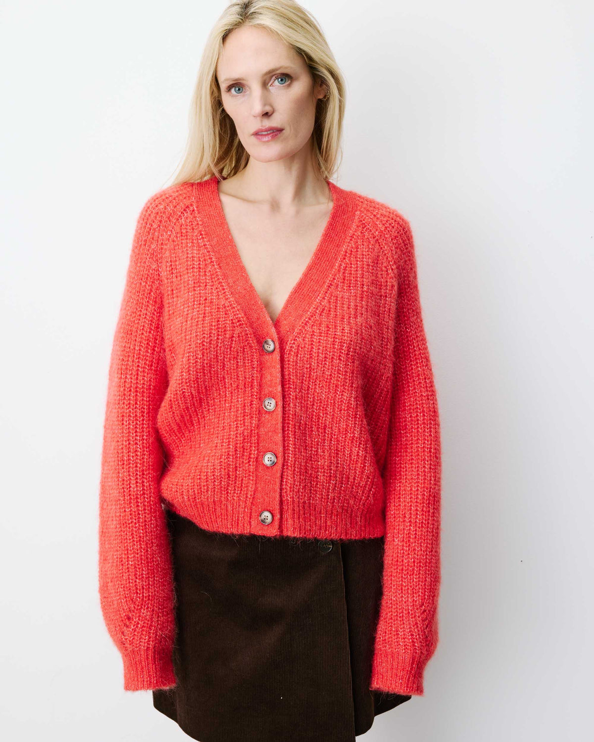 Cardigan oversize manches longues sanguine Saluda