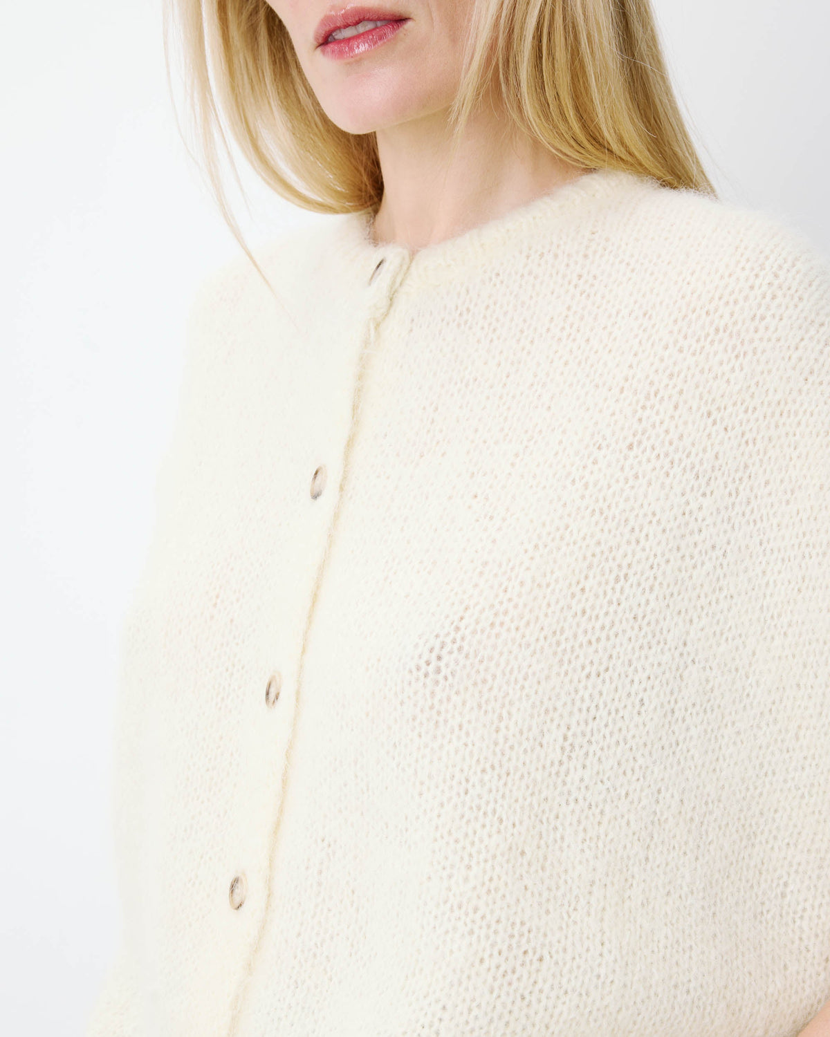 Cardigan loose sans manches col rond vanille Addison