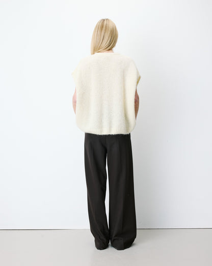Cardigan loose sans manches col rond vanille Addison
