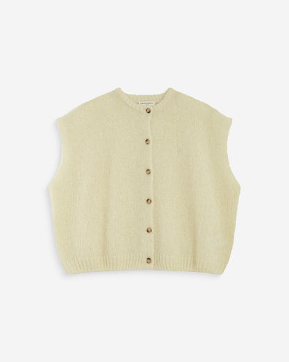 Cardigan loose sans manches col rond vanille Addison