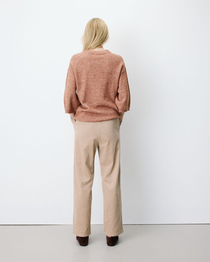 Pull oversize manches 3/4 col rond coffee Asher