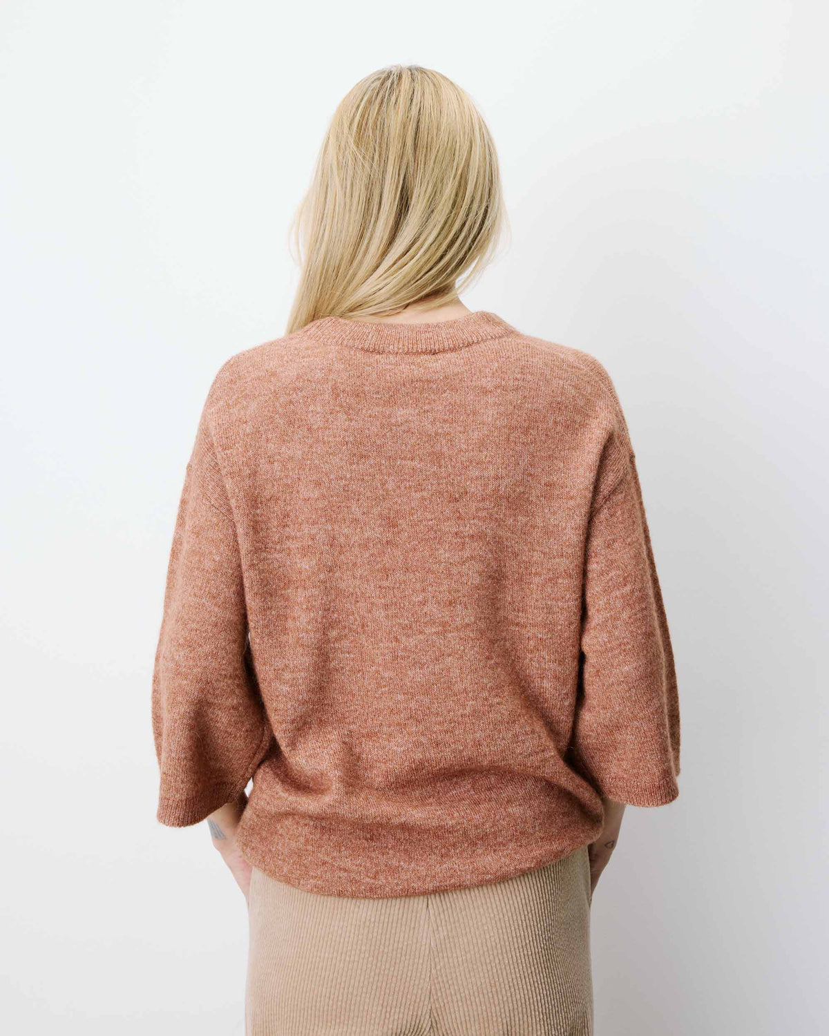 Pull oversize manches 3/4 col rond coffee Asher