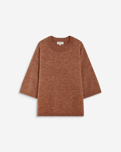 Pull oversize manches 3/4 col rond coffee Asher