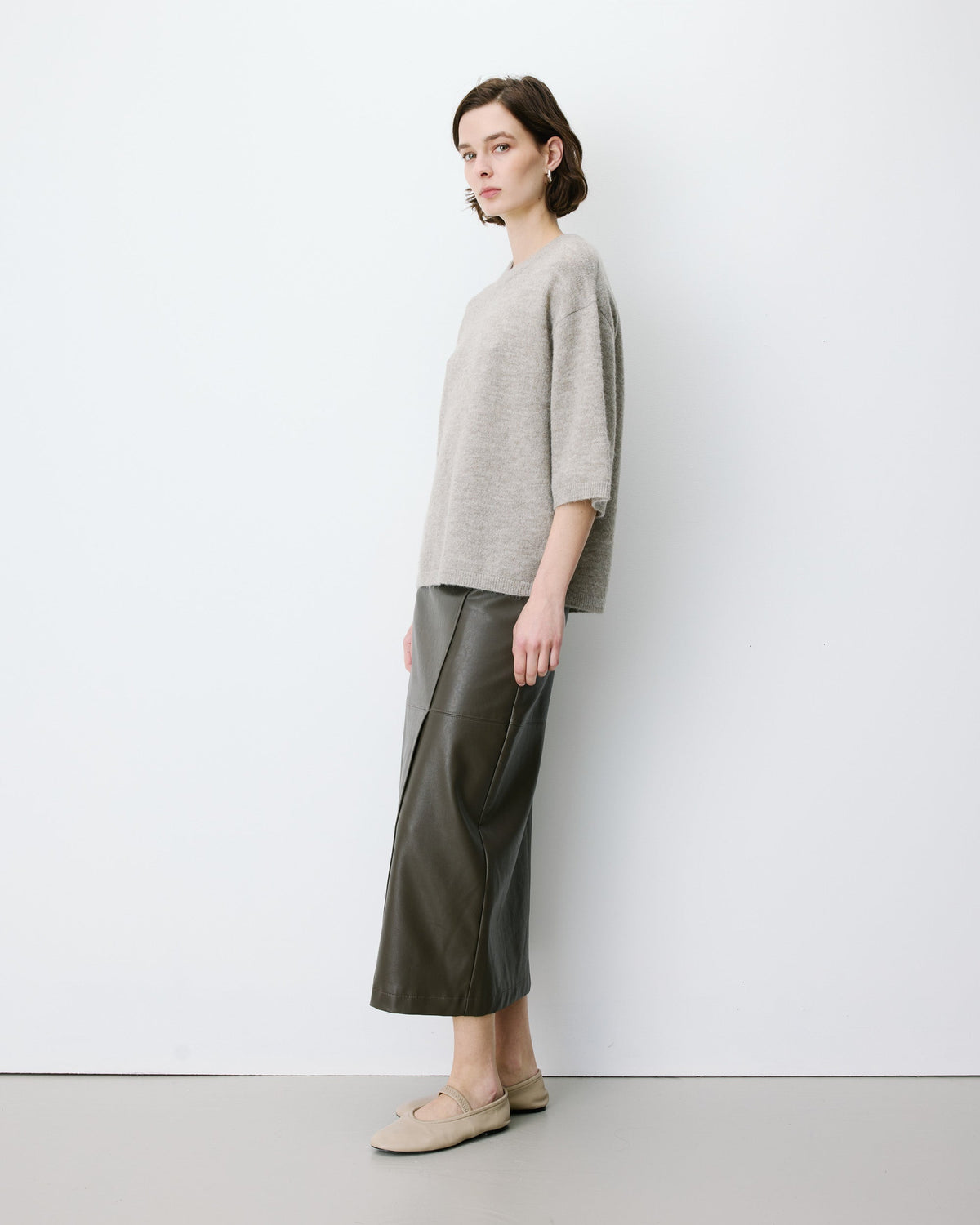 Pull oversize manches 3/4 col rond grege Asher