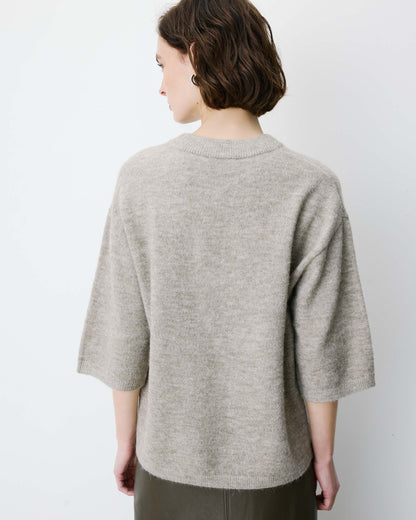 Pull oversize manches 3/4 col rond grege Asher