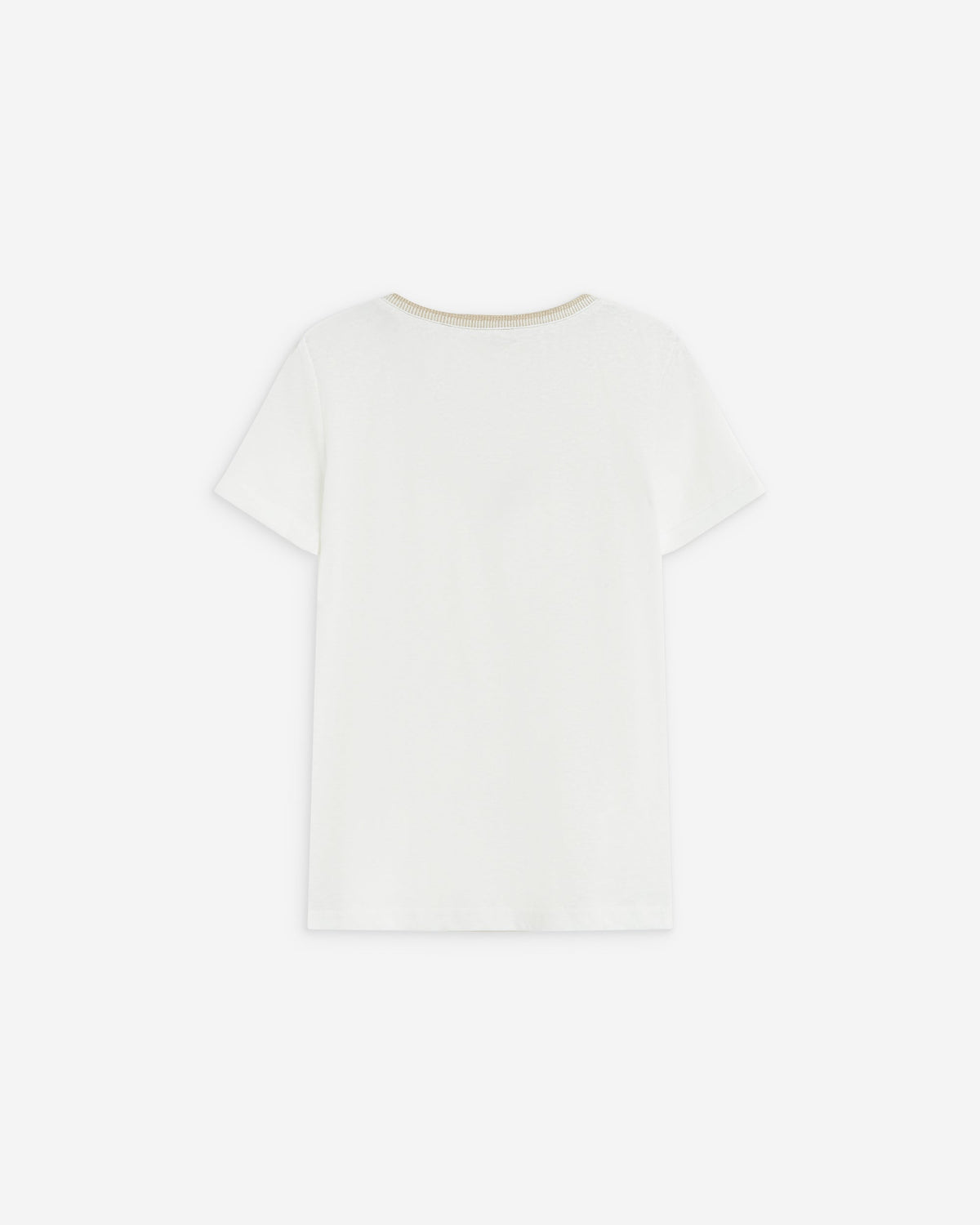 T-shirt manches courtes col V contrasté ivoire Aurelien