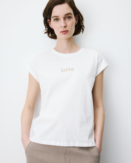 T-shirt en coton manches courtes à inscription ivoire Atlas