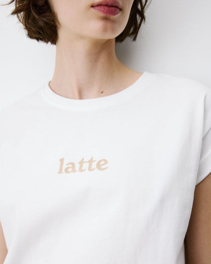 T-shirt en coton manches courtes à inscription ivoire Atlas