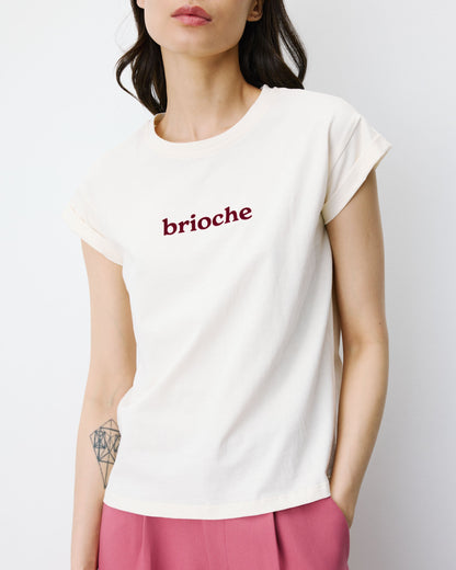 T-shirt en coton manches courtes à inscription sable Atlas