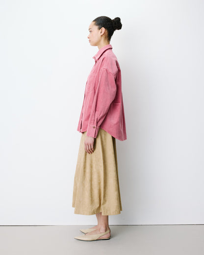 Chemise oversize en velours côtelé blush Ange