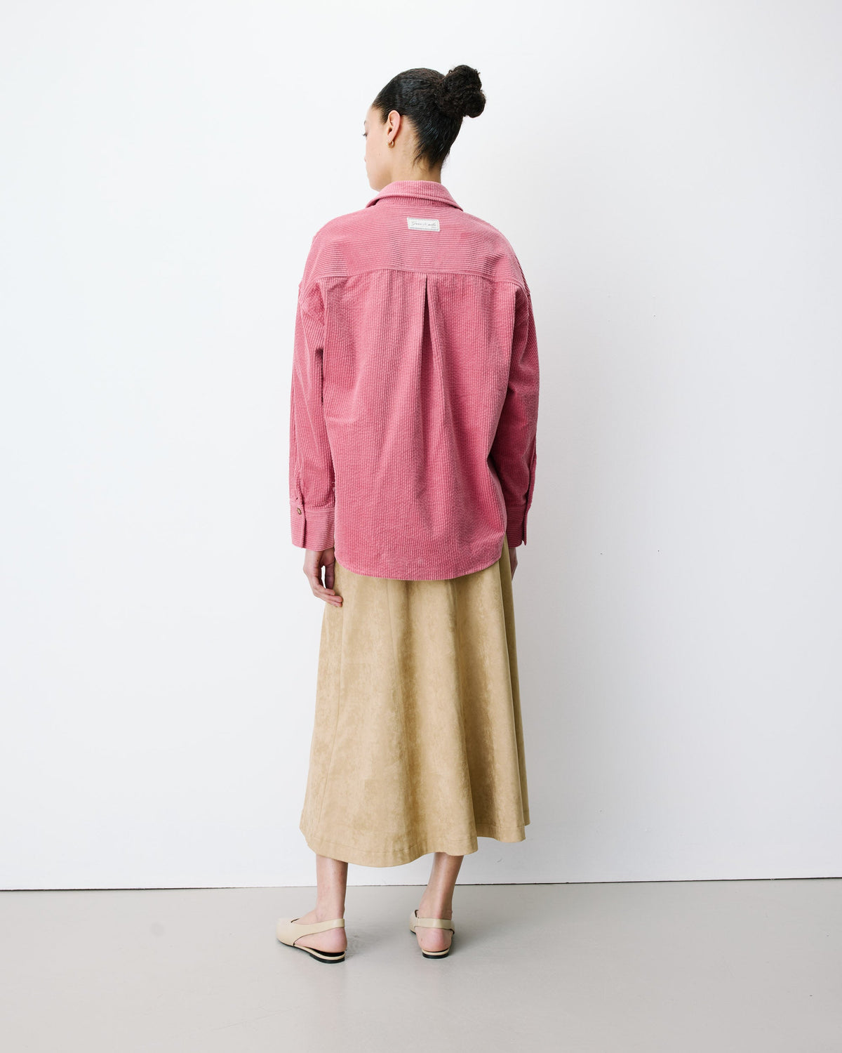 Chemise oversize en velours côtelé blush Ange