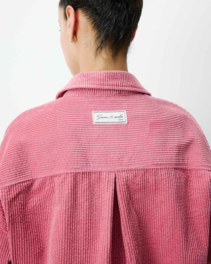 Chemise oversize en velours côtelé blush Ange