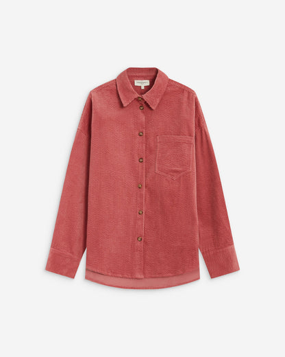 Chemise oversize en velours côtelé blush Ange