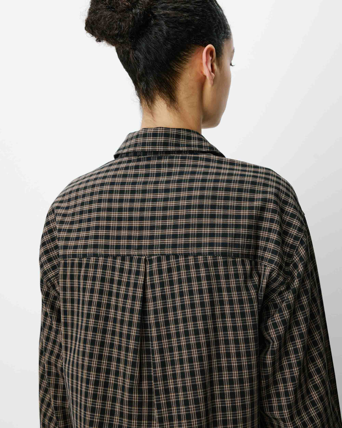 Chemise courte oversize en coton à carreaux noir Azelle