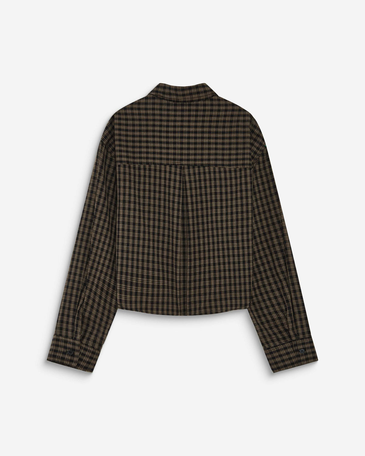 Chemise courte oversize en coton à carreaux noir Azelle