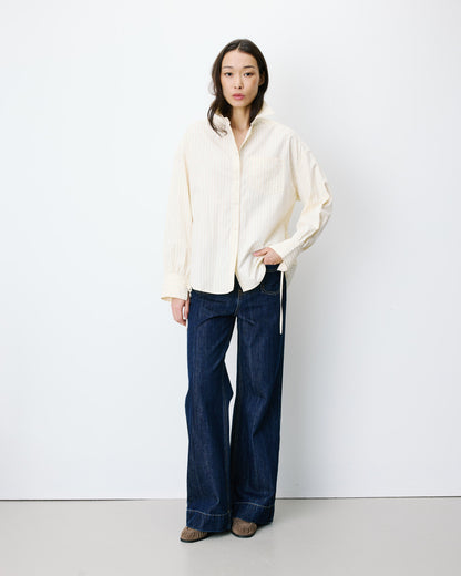 Chemise oversize en coton rayée vanille Armelle