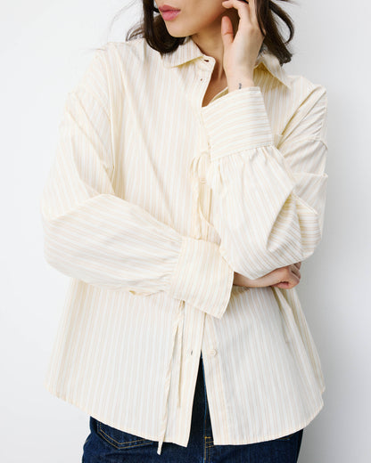 Chemise oversize en coton rayée vanille Armelle