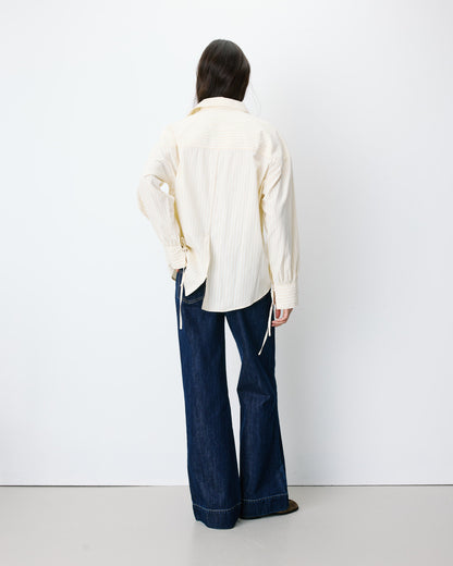 Chemise oversize en coton rayée vanille Armelle