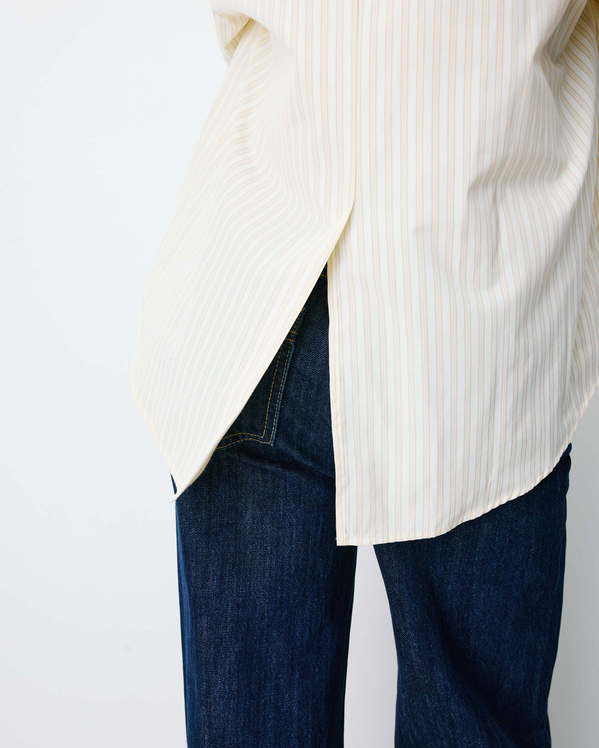Chemise oversize en coton rayée vanille Armelle