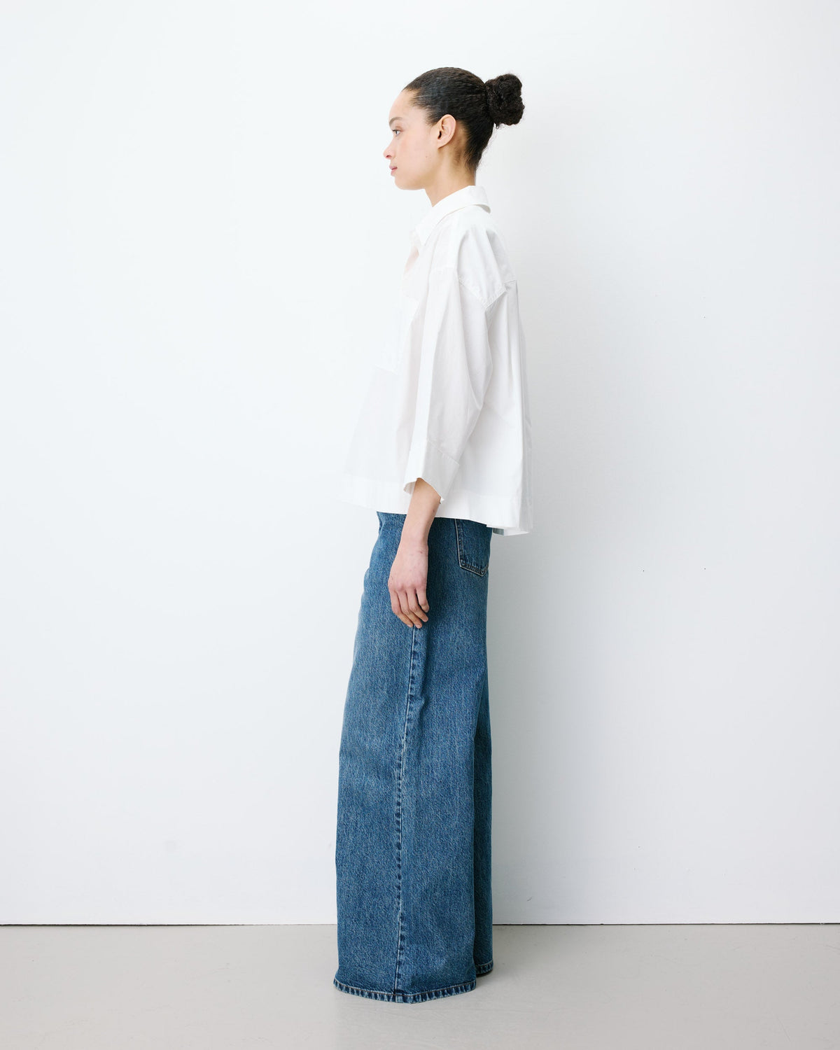 Blouse oversize manches larges en coton ivoire Ambre