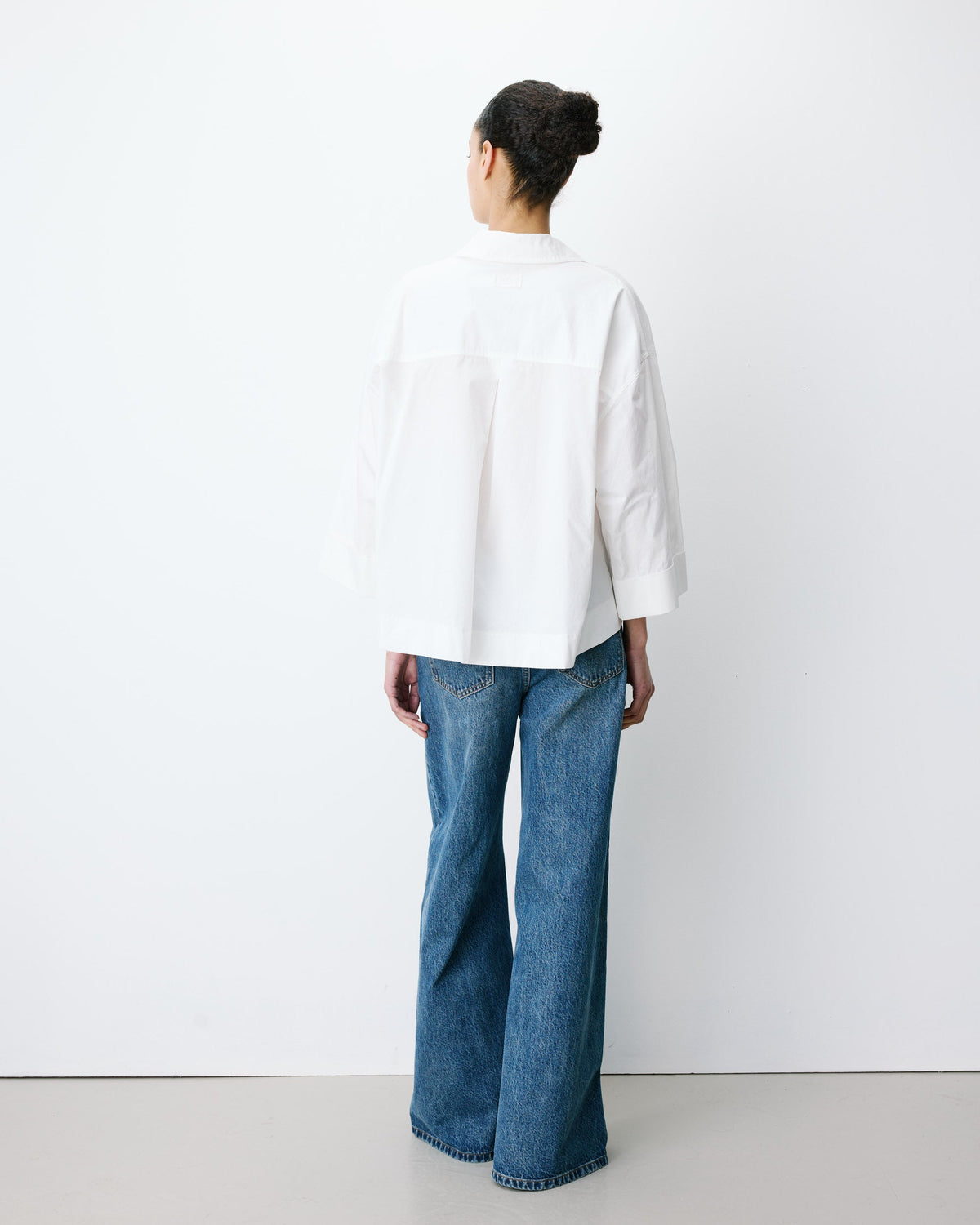 Blouse oversize manches larges en coton ivoire Ambre