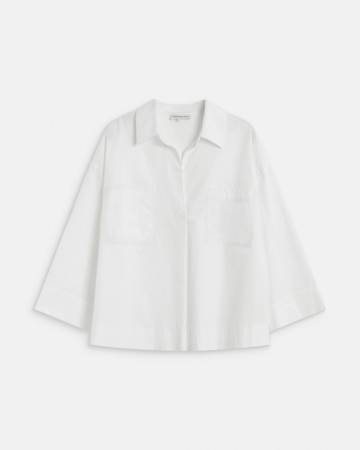 Blouse oversize manches larges en coton ivoire Ambre