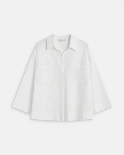 Blouse oversize manches larges en coton ivoire Ambre