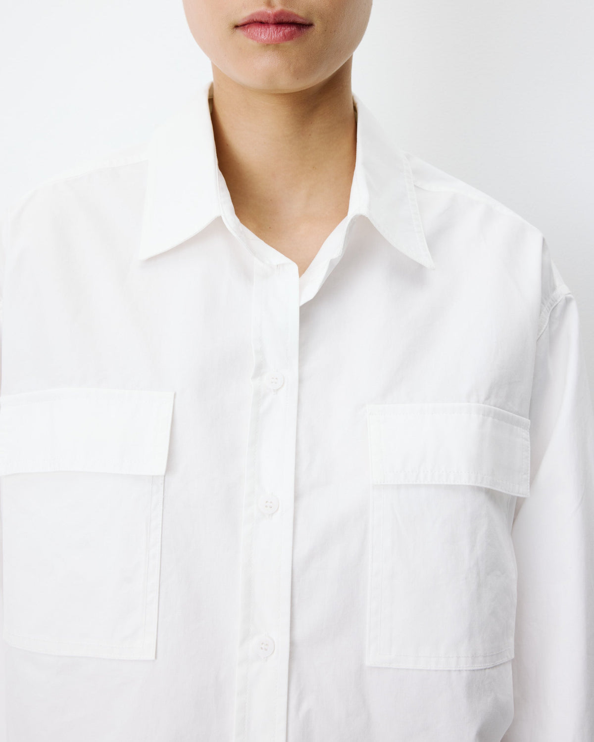Chemise courte oversize en coton ivoire Azelle