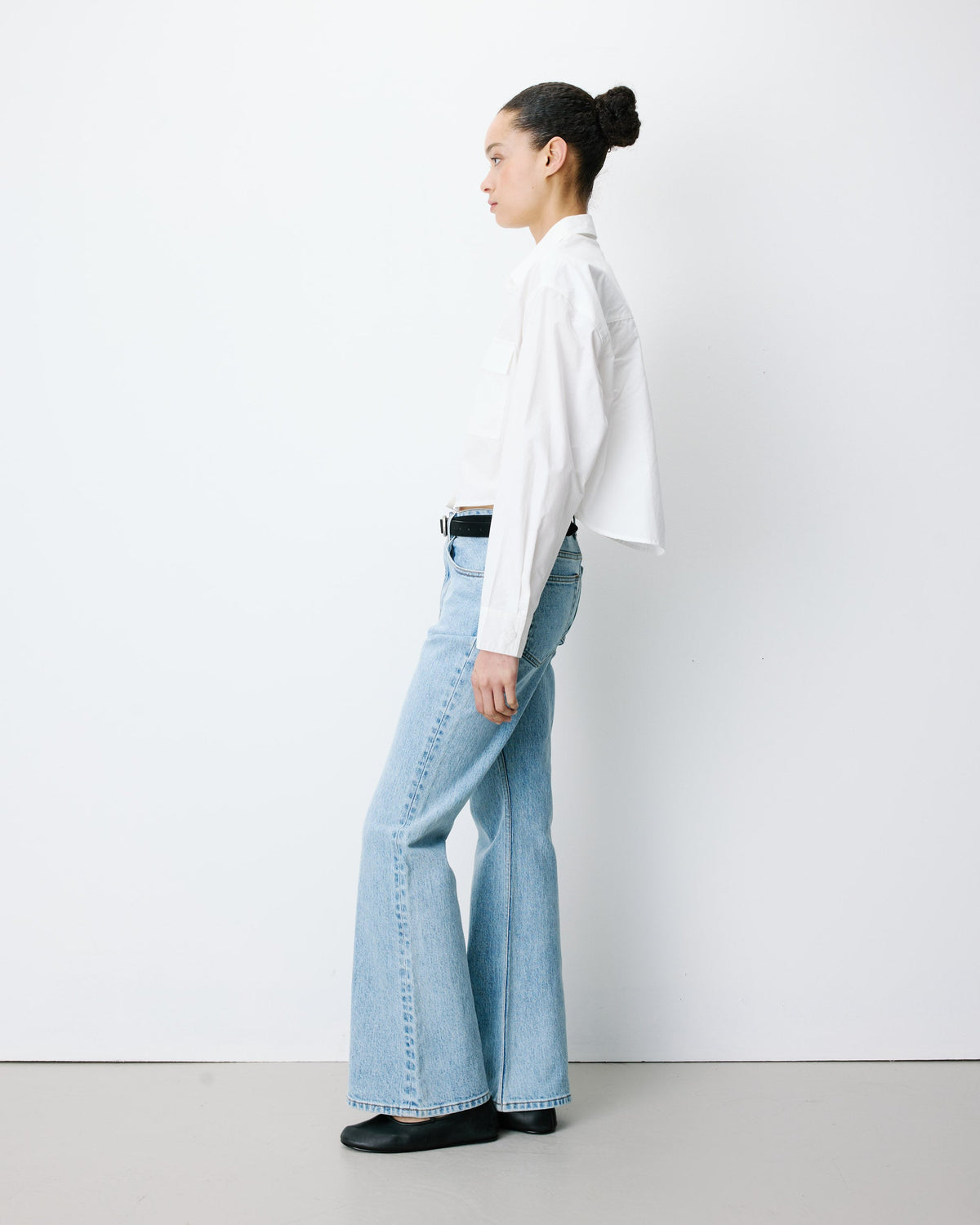 Chemise courte oversize en coton ivoire Azelle