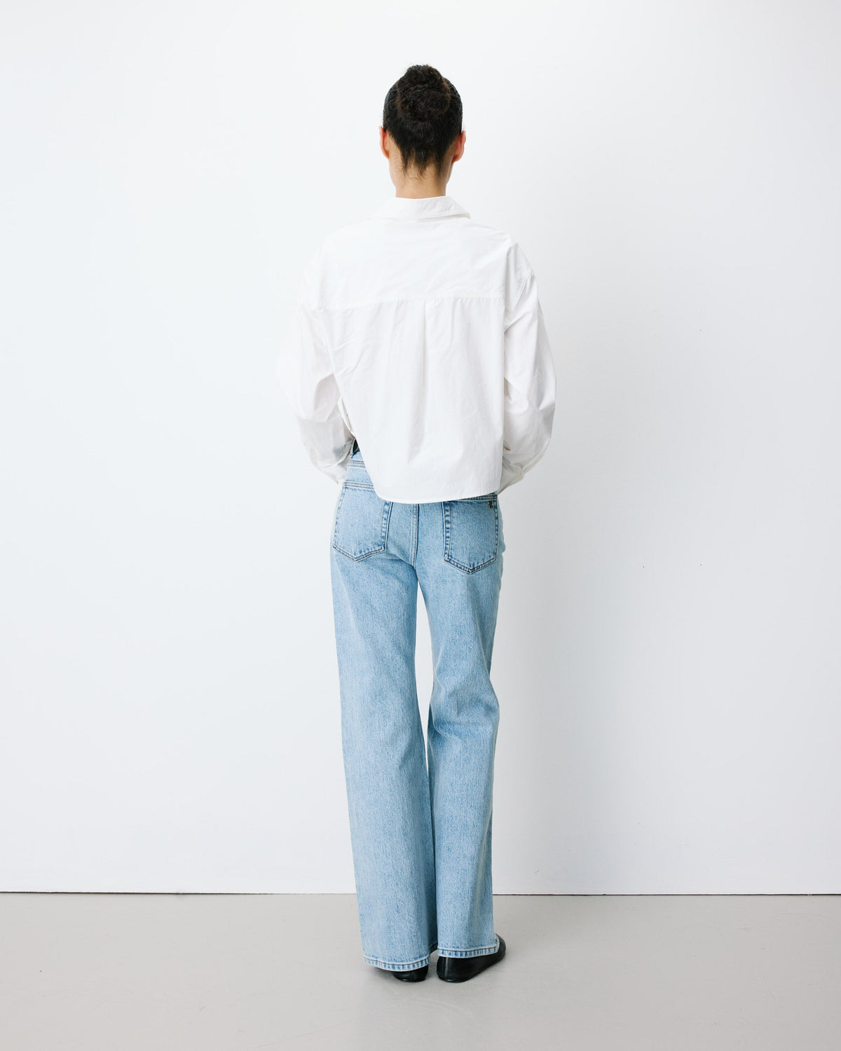 Chemise courte oversize en coton ivoire Azelle