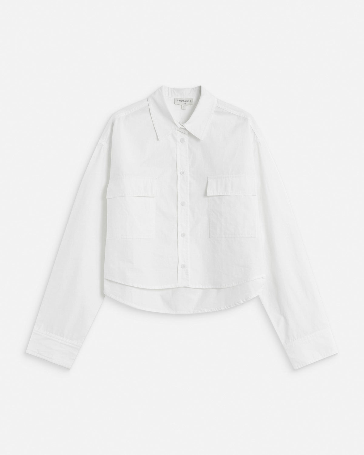 Chemise courte oversize en coton ivoire Azelle