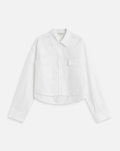 Chemise courte oversize en coton ivoire Azelle