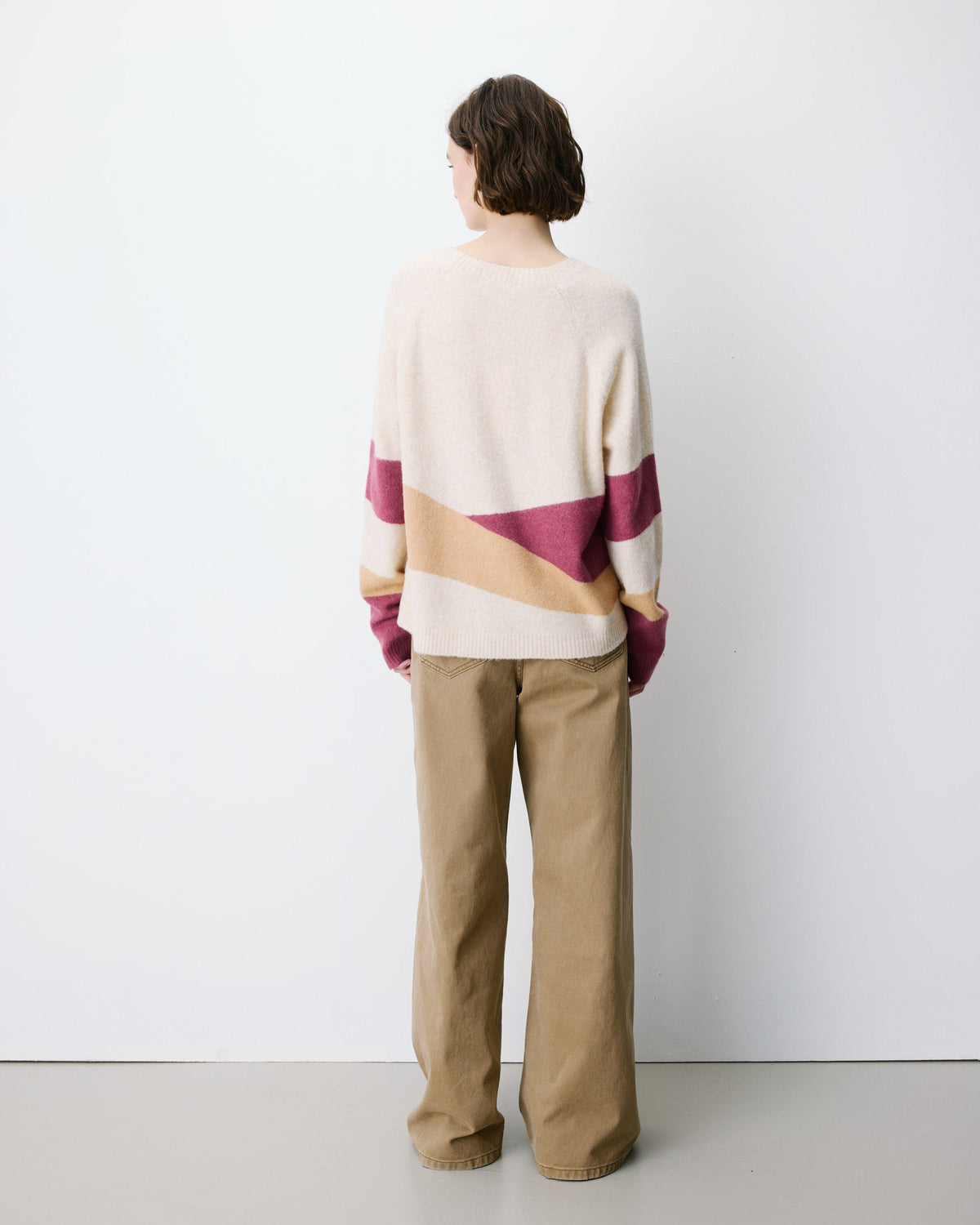 Pull col rond en maille à motif sable Arlo
