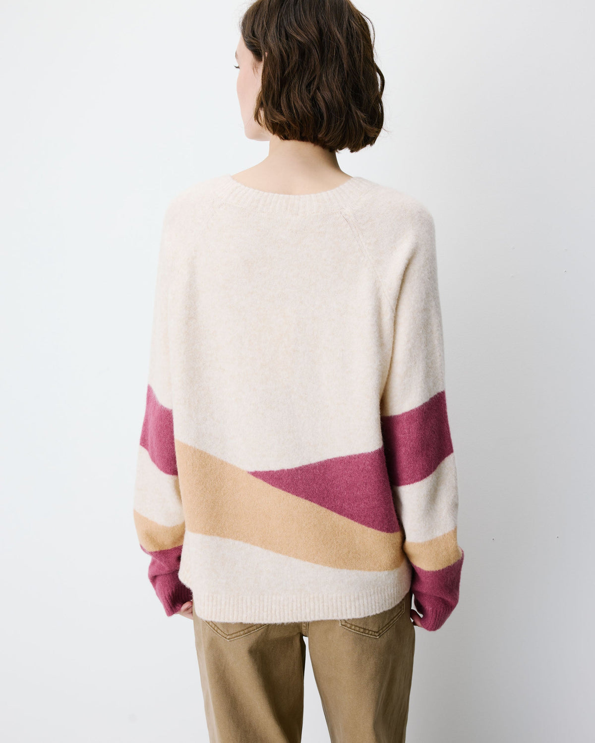 Pull col rond en maille à motif sable Arlo