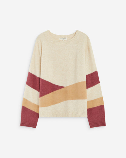 Pull col rond en maille à motif sable Arlo