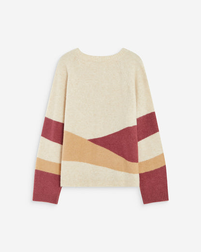 Pull col rond en maille à motif sable Arlo