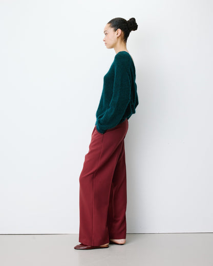 Pull ample en maille dos nu croisé emeraude Anthemis